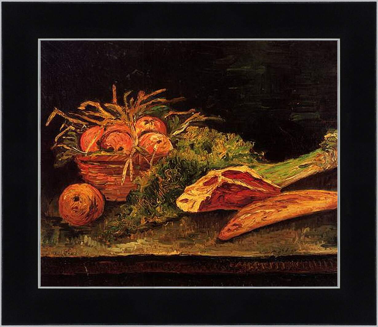 Картина в раме - Still Life with Apples, Meat and a Roll. Винсент Ван Гог