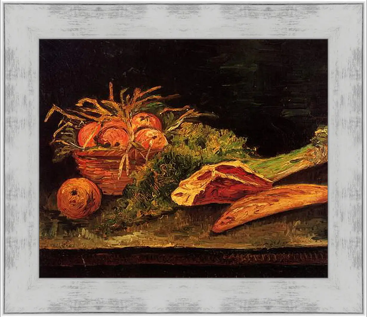 Картина в раме - Still Life with Apples, Meat and a Roll. Винсент Ван Гог