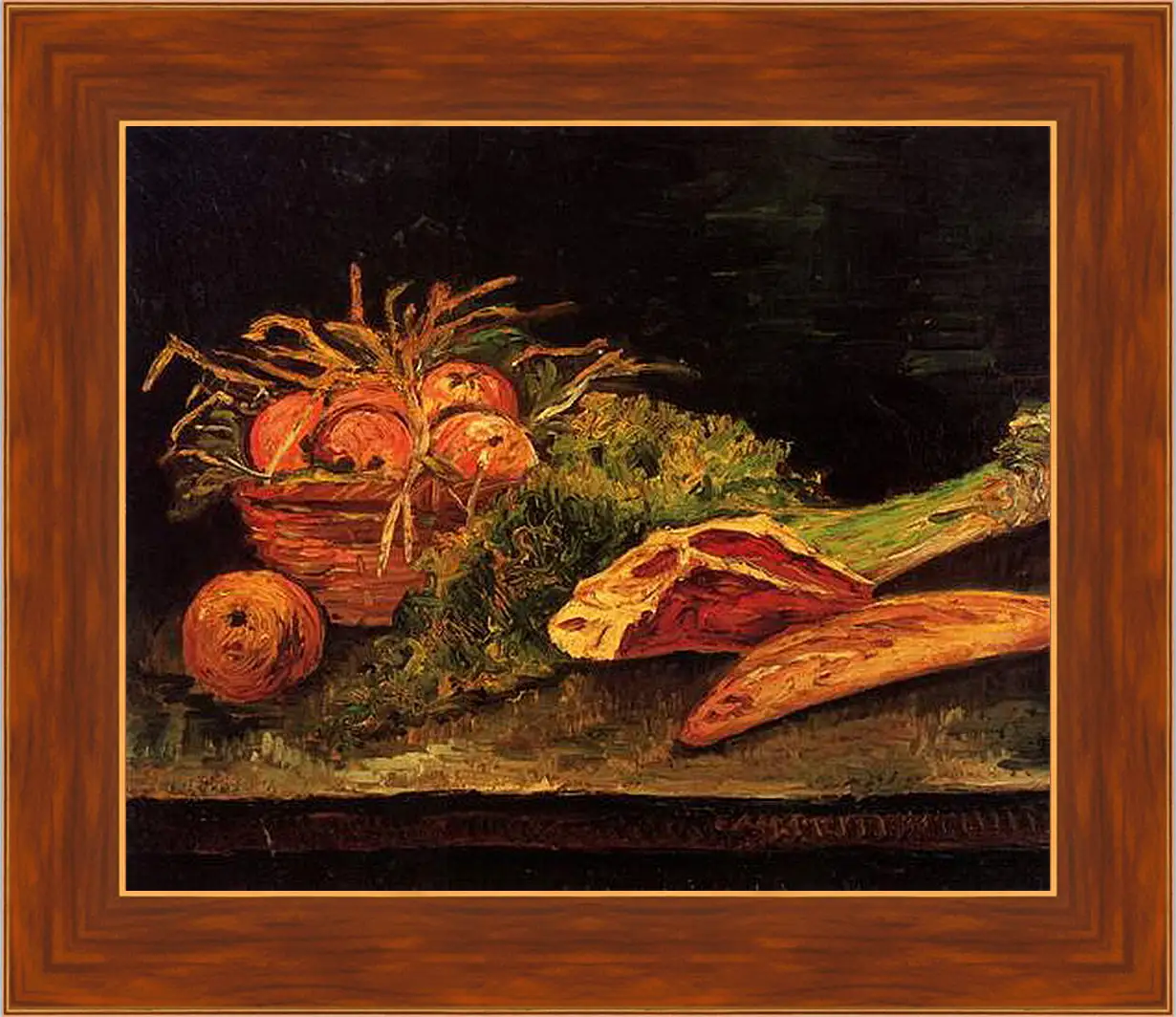 Картина в раме - Still Life with Apples, Meat and a Roll. Винсент Ван Гог