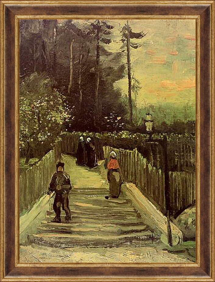 Картина в раме - Sloping Path in Montmartre. Винсент Ван Гог