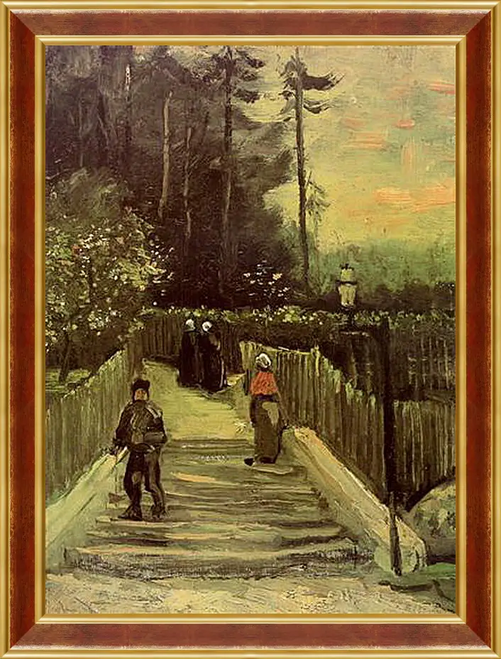 Картина в раме - Sloping Path in Montmartre. Винсент Ван Гог