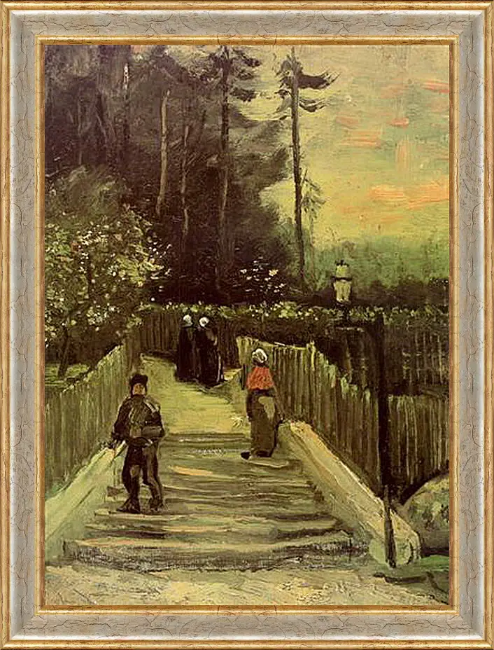 Картина в раме - Sloping Path in Montmartre. Винсент Ван Гог