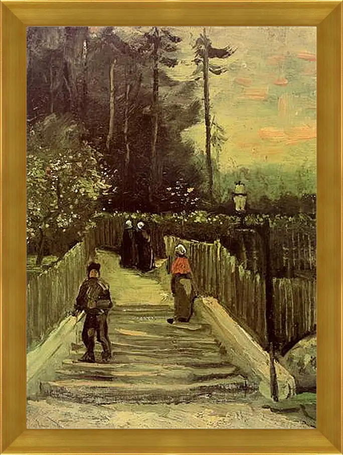 Картина в раме - Sloping Path in Montmartre. Винсент Ван Гог