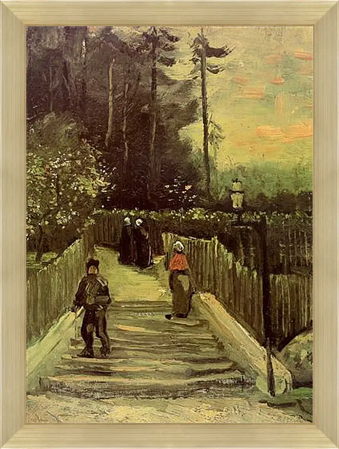 Картина в раме - Sloping Path in Montmartre. Винсент Ван Гог