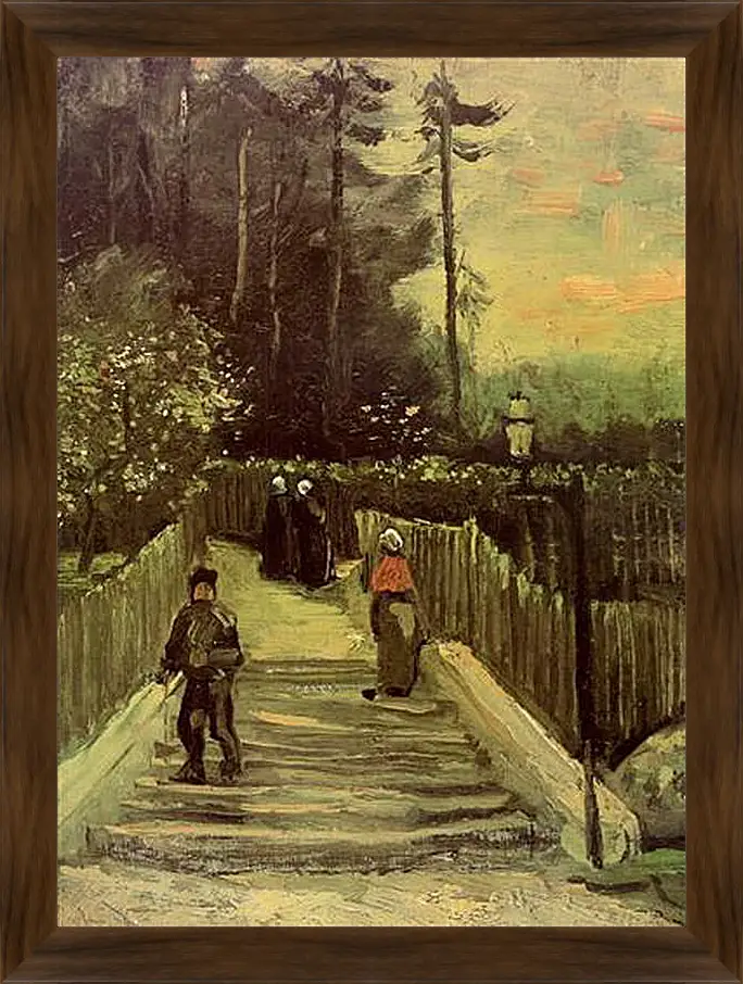 Картина в раме - Sloping Path in Montmartre. Винсент Ван Гог