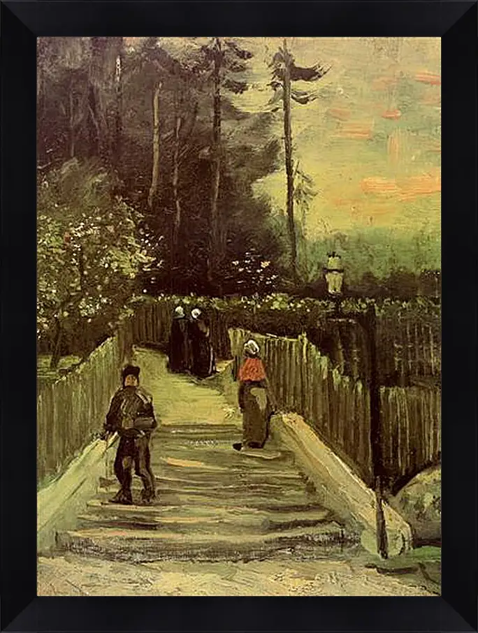 Картина в раме - Sloping Path in Montmartre. Винсент Ван Гог