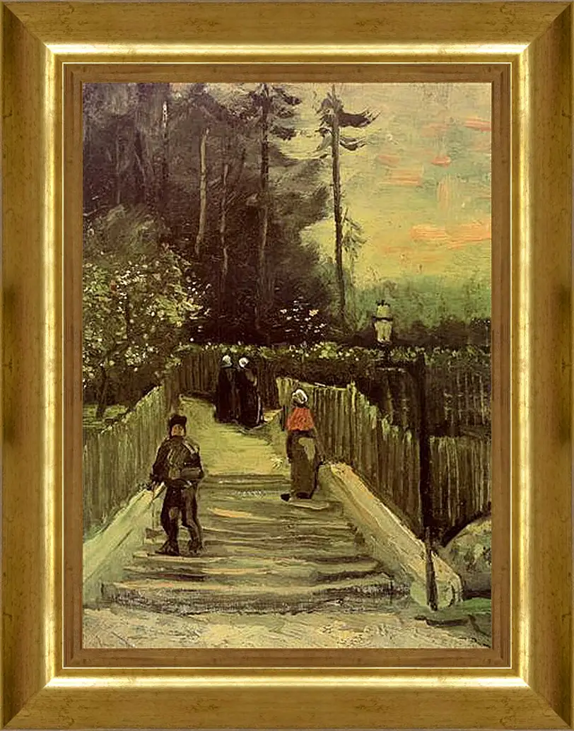 Картина в раме - Sloping Path in Montmartre. Винсент Ван Гог