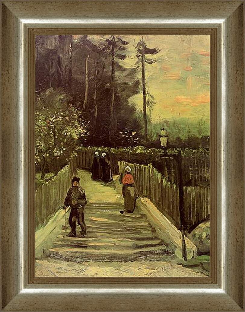 Картина в раме - Sloping Path in Montmartre. Винсент Ван Гог