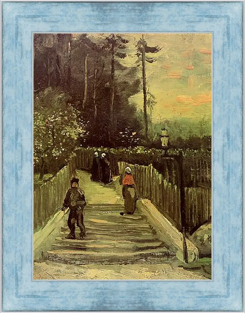Картина в раме - Sloping Path in Montmartre. Винсент Ван Гог