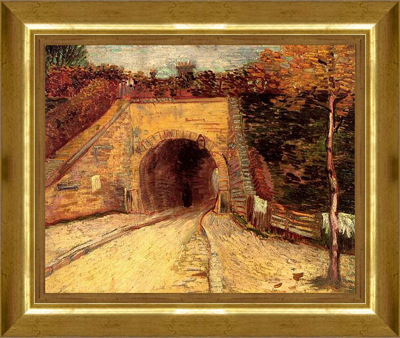 Картина в раме - Roadway with Underpass The Viaduct. Винсент Ван Гог