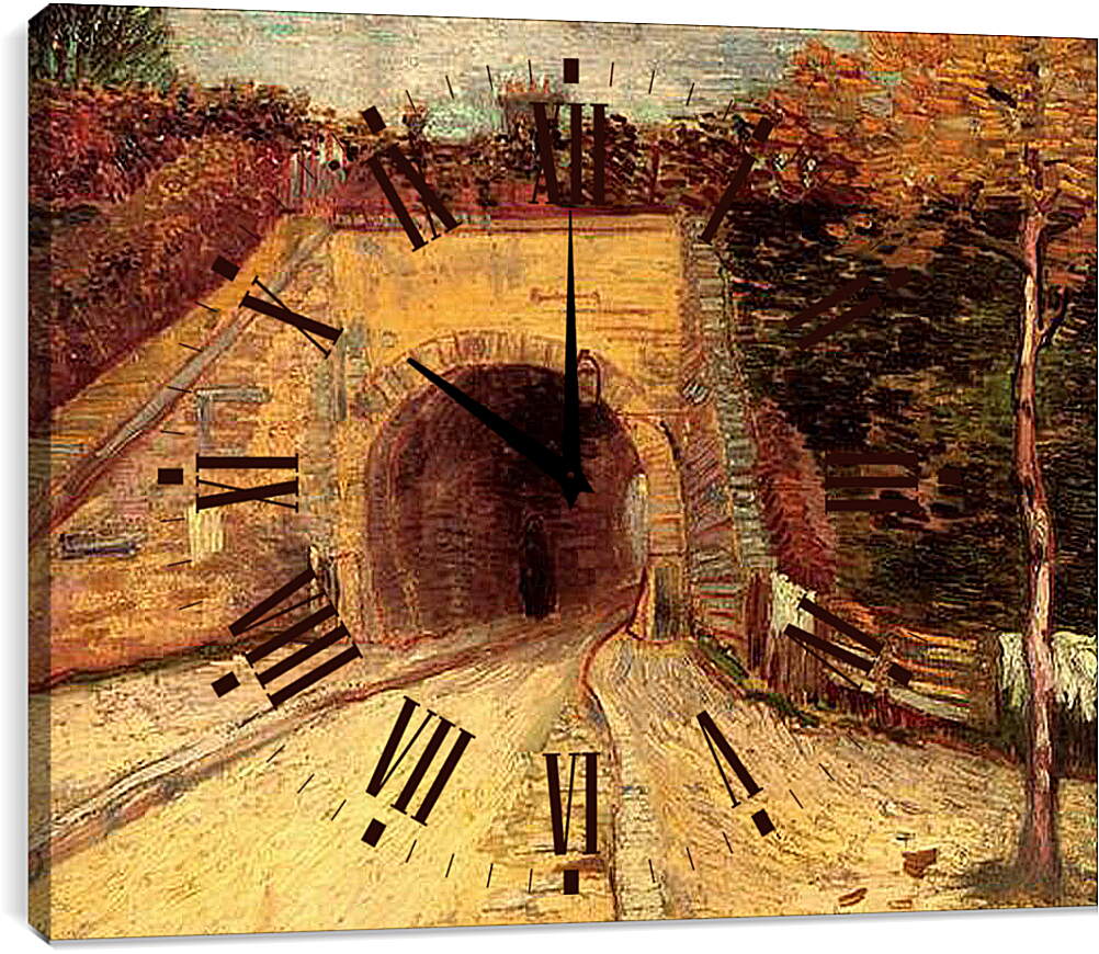 Часы картина - Roadway with Underpass The Viaduct. Винсент Ван Гог