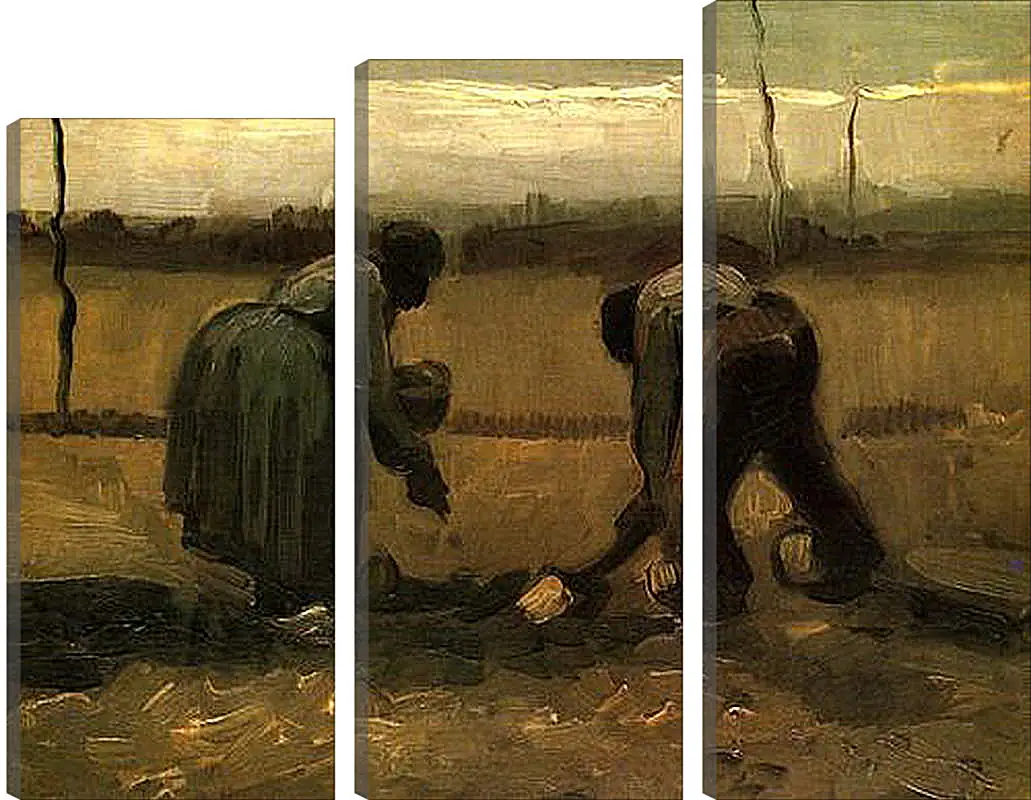 Модульная картина - Peasant and Peasant Woman Planting Potatoes. Винсент Ван Гог