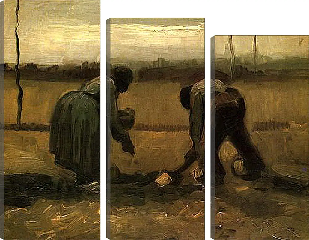 Модульная картина - Peasant and Peasant Woman Planting Potatoes. Винсент Ван Гог