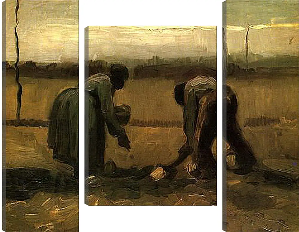 Модульная картина - Peasant and Peasant Woman Planting Potatoes. Винсент Ван Гог