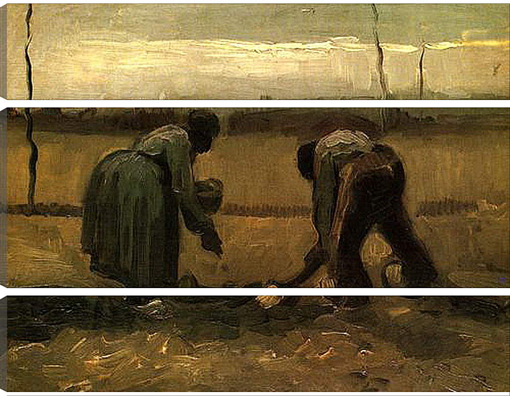 Модульная картина - Peasant and Peasant Woman Planting Potatoes. Винсент Ван Гог