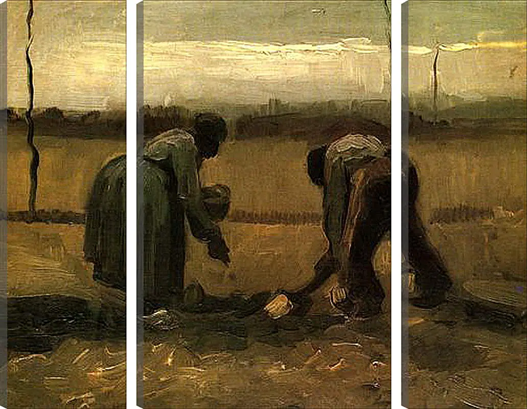 Модульная картина - Peasant and Peasant Woman Planting Potatoes. Винсент Ван Гог