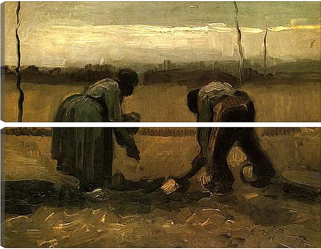 Модульная картина - Peasant and Peasant Woman Planting Potatoes. Винсент Ван Гог