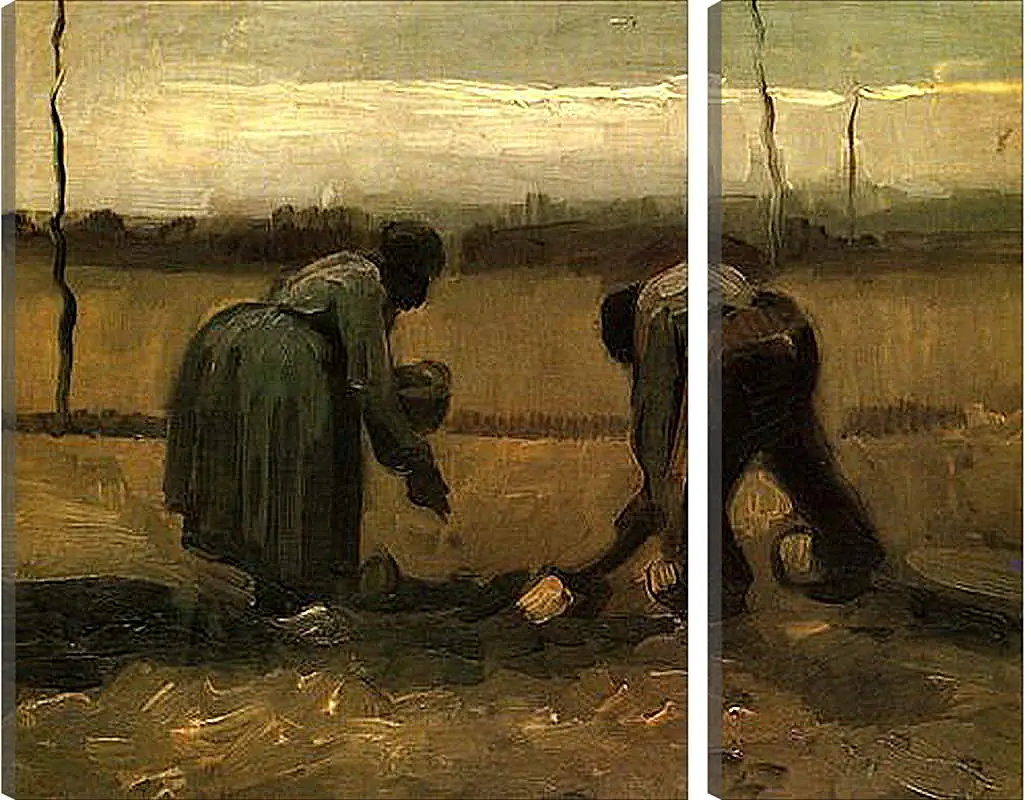 Модульная картина - Peasant and Peasant Woman Planting Potatoes. Винсент Ван Гог