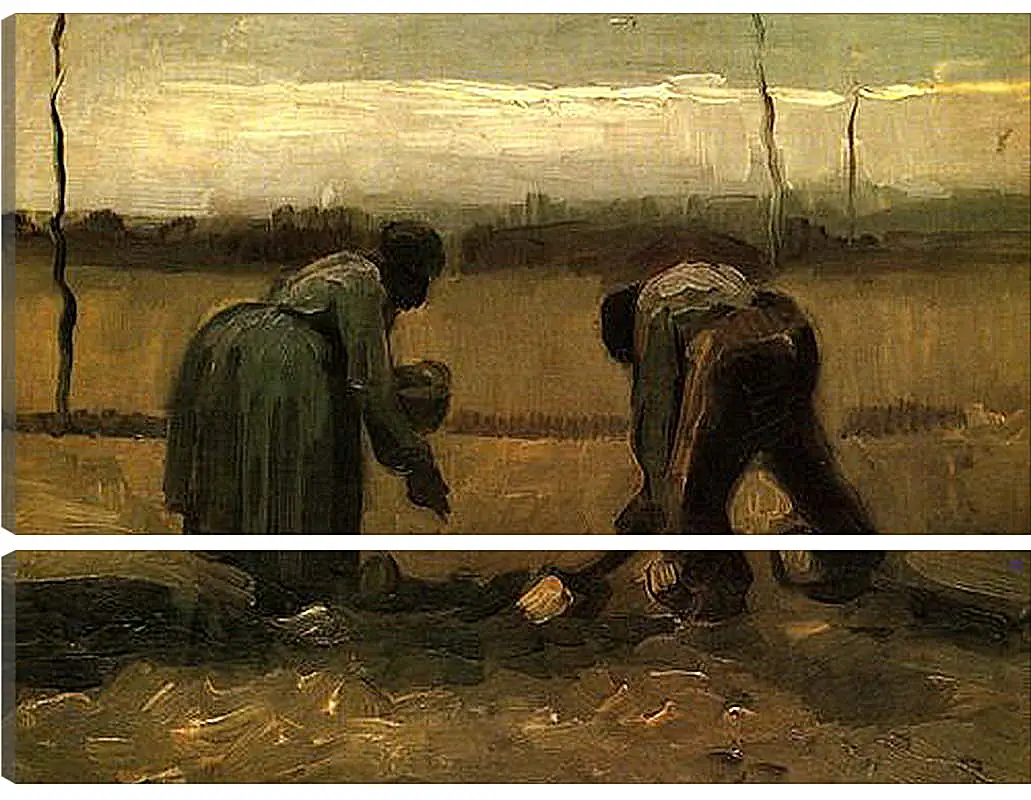 Модульная картина - Peasant and Peasant Woman Planting Potatoes. Винсент Ван Гог