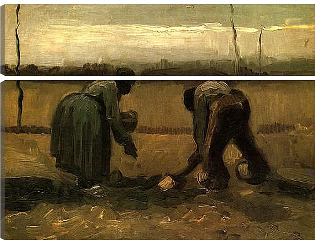 Модульная картина - Peasant and Peasant Woman Planting Potatoes. Винсент Ван Гог