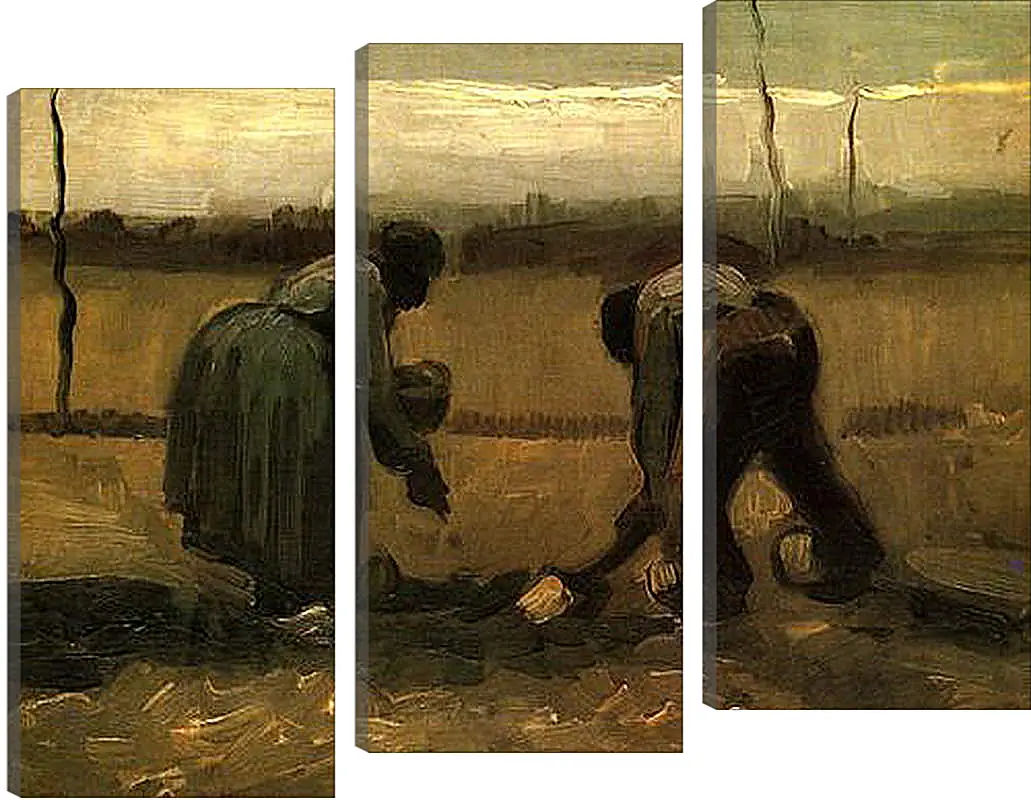 Модульная картина - Peasant and Peasant Woman Planting Potatoes. Винсент Ван Гог