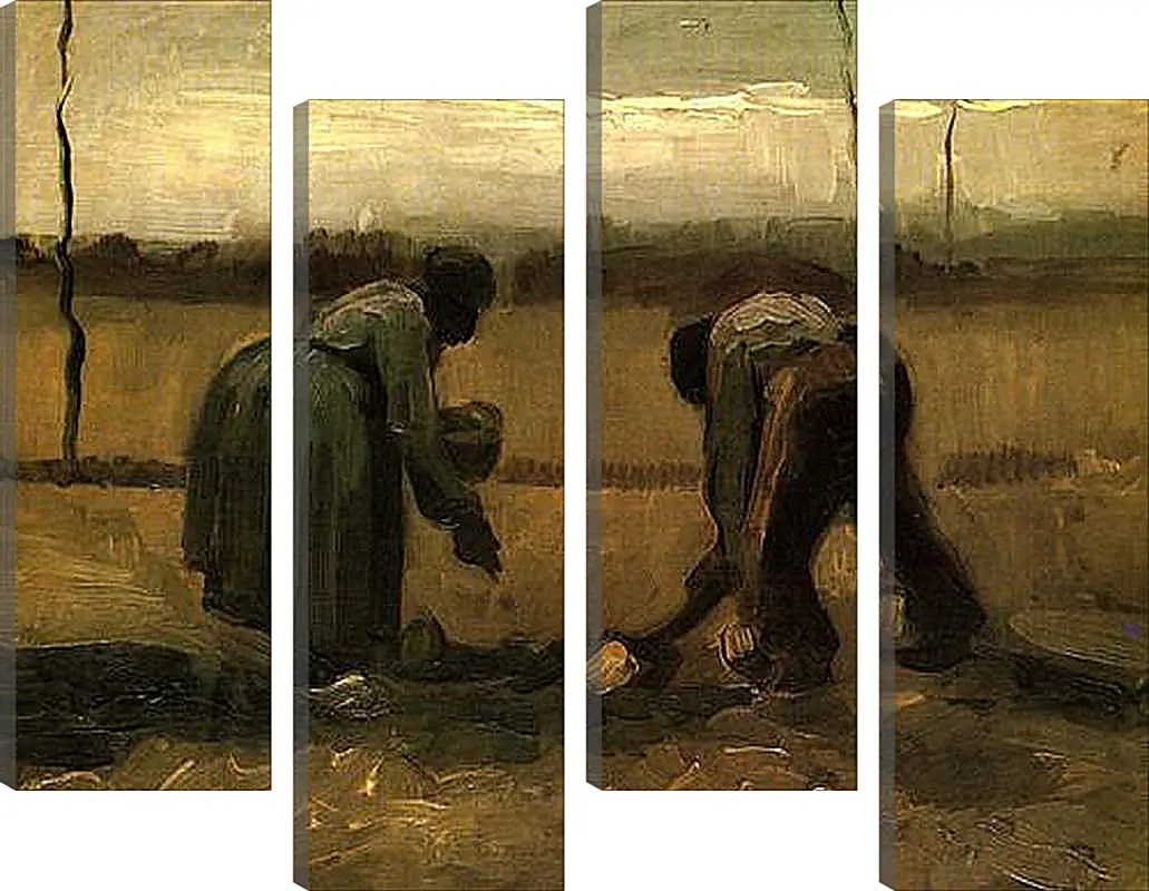 Модульная картина - Peasant and Peasant Woman Planting Potatoes. Винсент Ван Гог