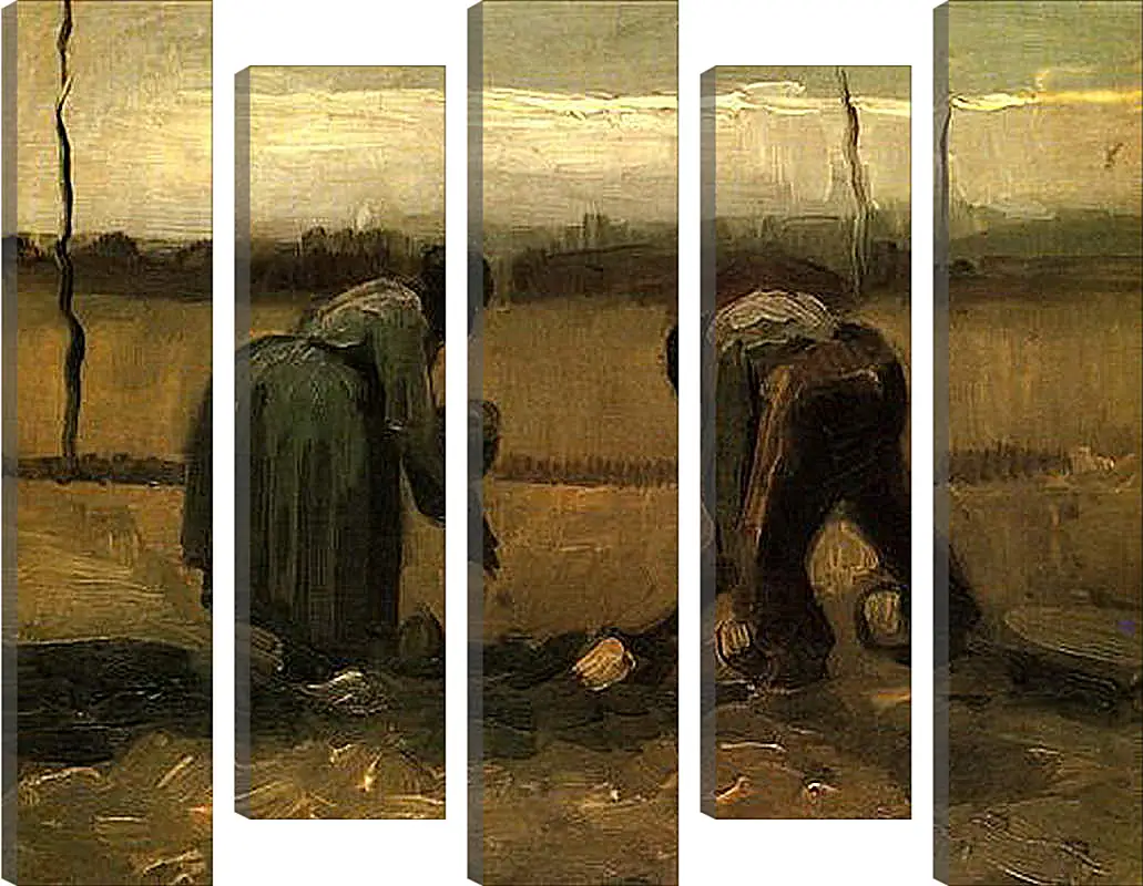 Модульная картина - Peasant and Peasant Woman Planting Potatoes. Винсент Ван Гог