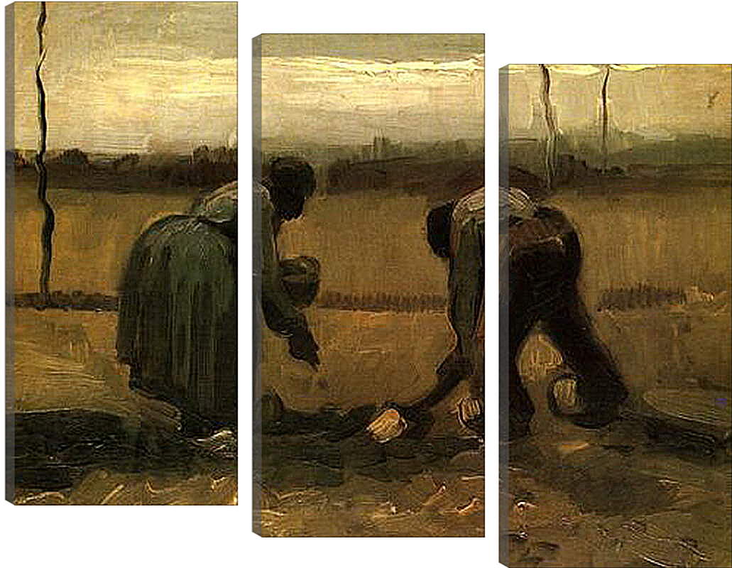 Модульная картина - Peasant and Peasant Woman Planting Potatoes. Винсент Ван Гог
