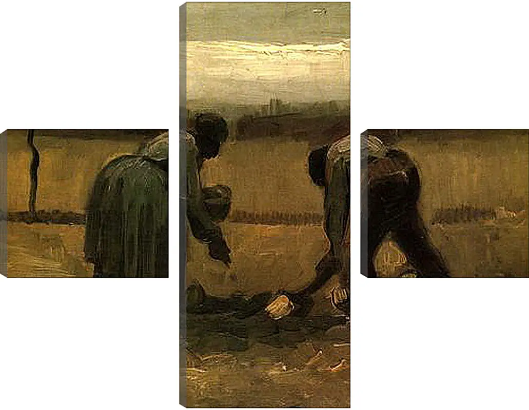 Модульная картина - Peasant and Peasant Woman Planting Potatoes. Винсент Ван Гог