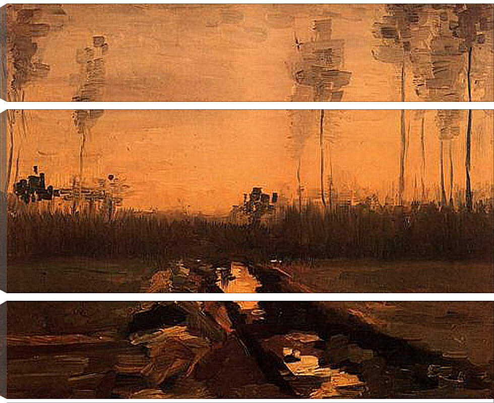 Модульная картина - Landscape at Dusk. Винсент Ван Гог