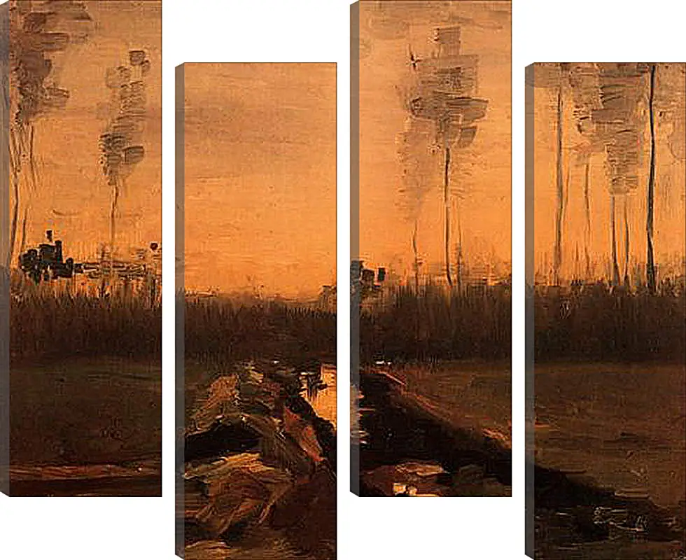 Модульная картина - Landscape at Dusk. Винсент Ван Гог