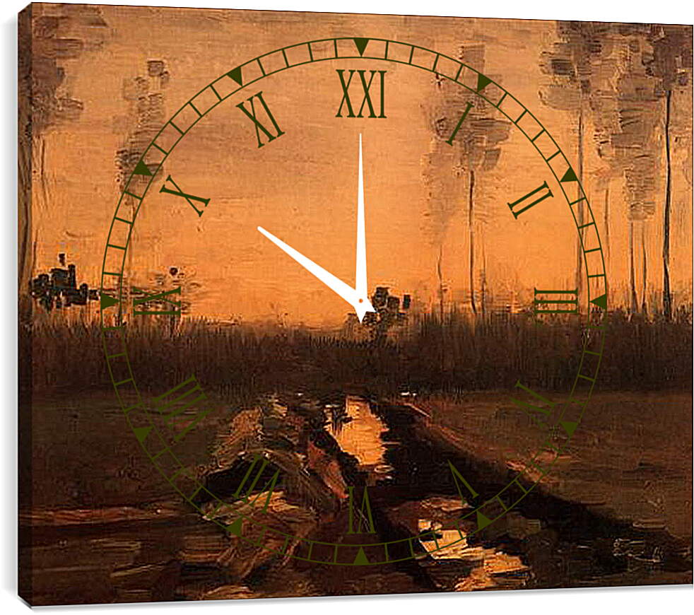 Часы картина - Landscape at Dusk. Винсент Ван Гог