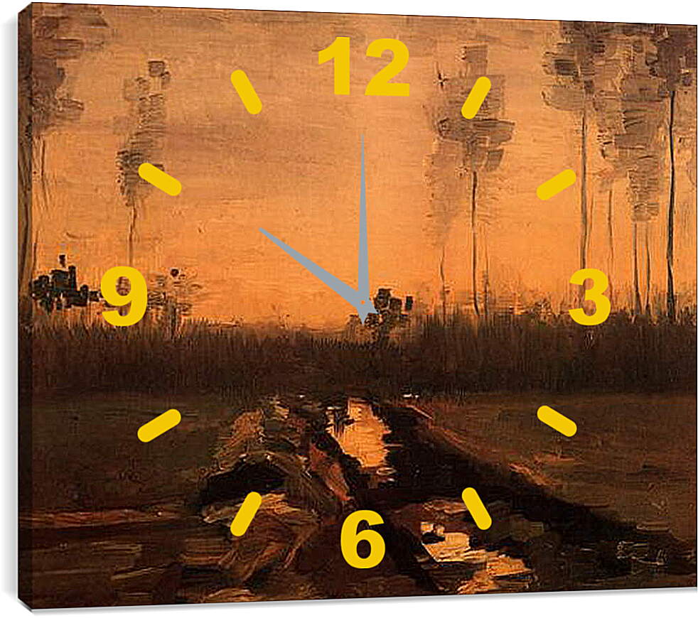Часы картина - Landscape at Dusk. Винсент Ван Гог