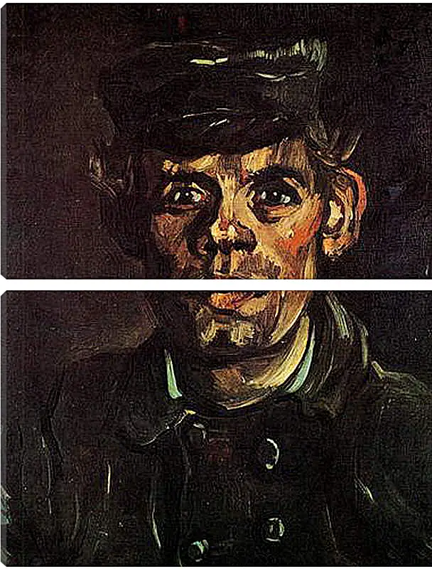 Модульная картина - Head of a Young Peasant in a Peaked Cap. Винсент Ван Гог