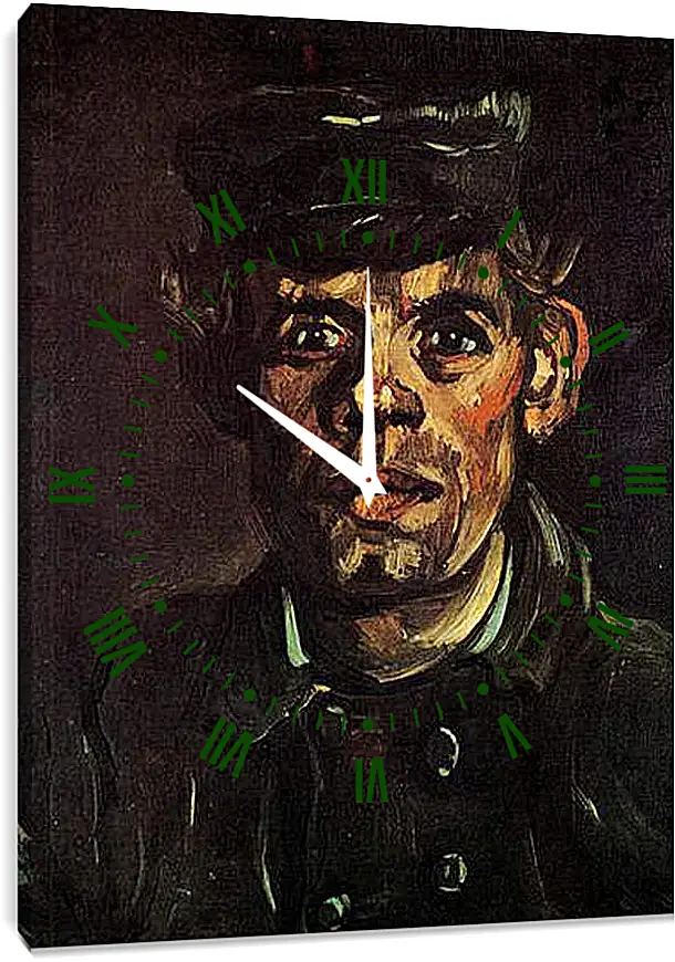 Часы картина - Head of a Young Peasant in a Peaked Cap. Винсент Ван Гог