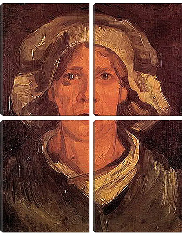 Модульная картина - Head of a Peasant Woman with White Cap 6. Винсент Ван Гог