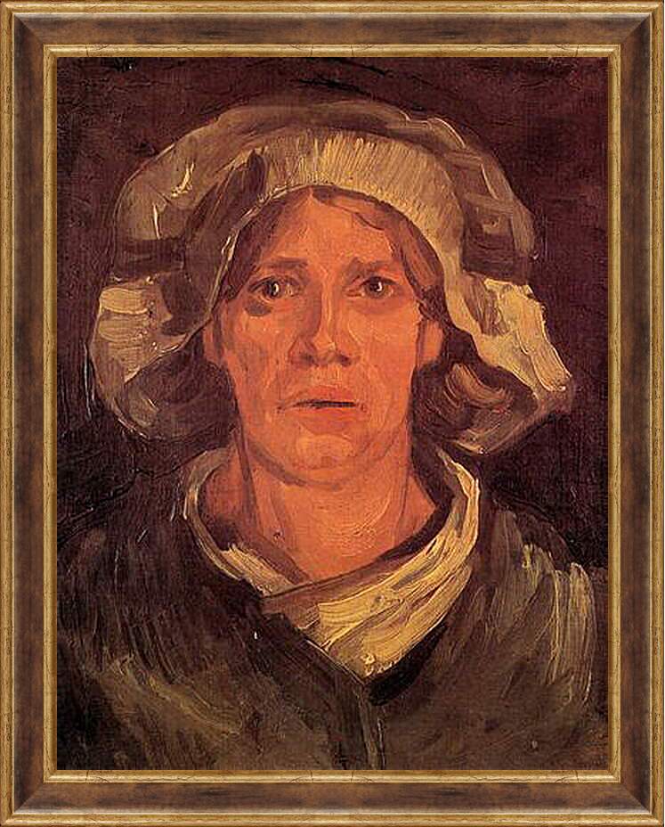 Картина в раме - Head of a Peasant Woman with White Cap 6. Винсент Ван Гог