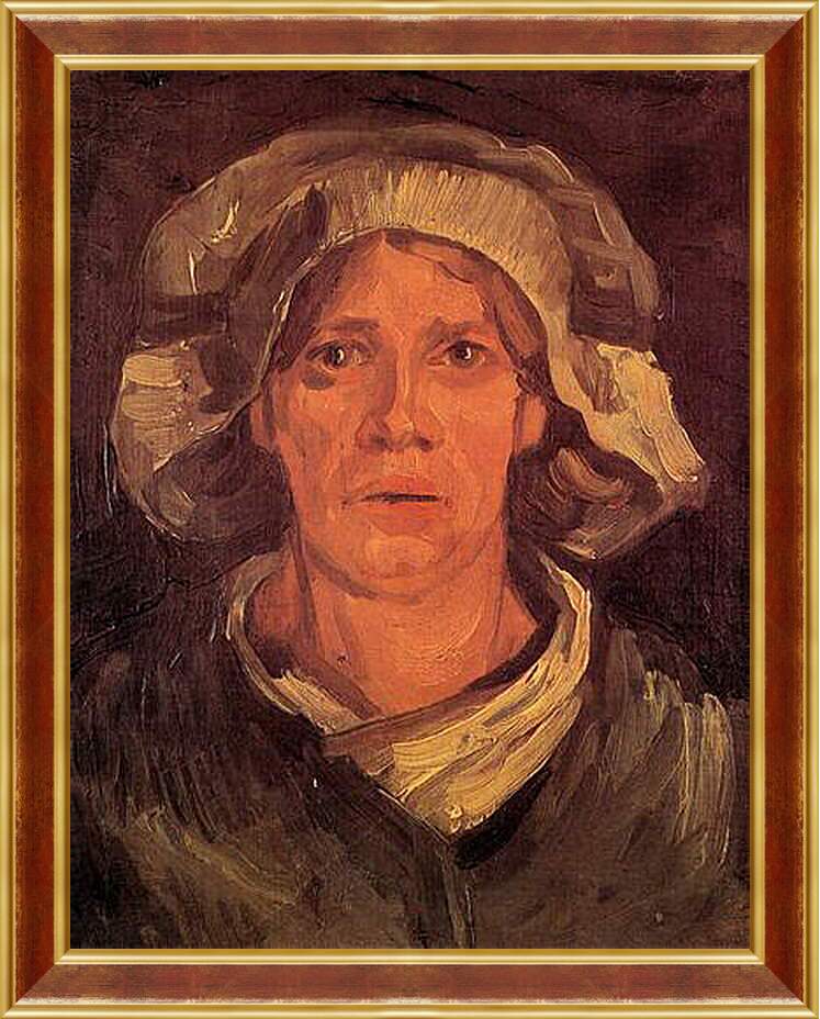 Картина в раме - Head of a Peasant Woman with White Cap 6. Винсент Ван Гог