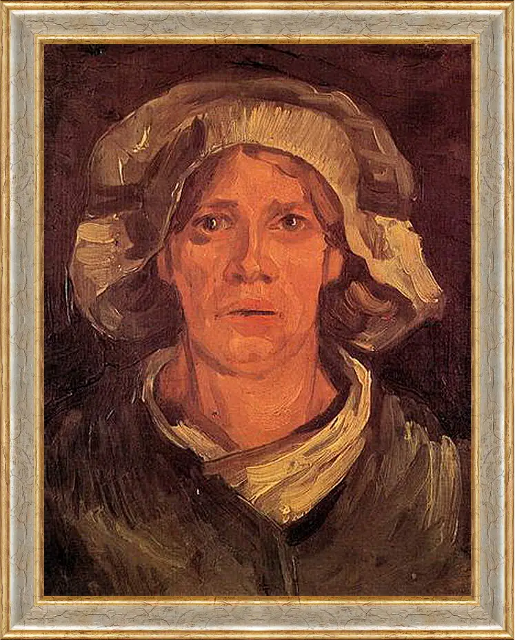 Картина в раме - Head of a Peasant Woman with White Cap 6. Винсент Ван Гог