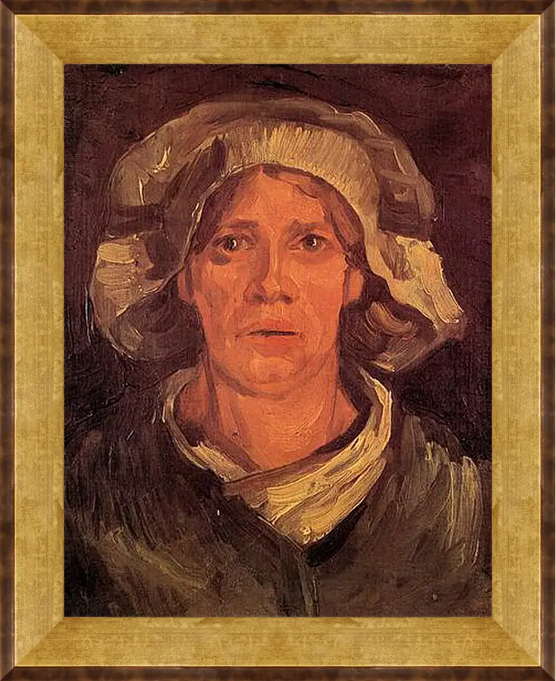 Картина в раме - Head of a Peasant Woman with White Cap 6. Винсент Ван Гог