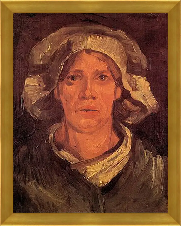 Картина в раме - Head of a Peasant Woman with White Cap 6. Винсент Ван Гог