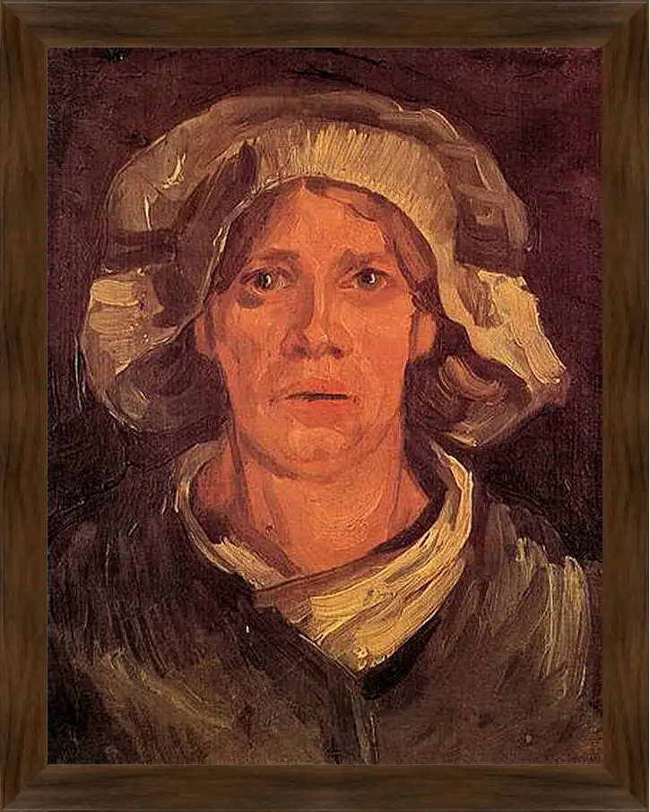 Картина в раме - Head of a Peasant Woman with White Cap 6. Винсент Ван Гог