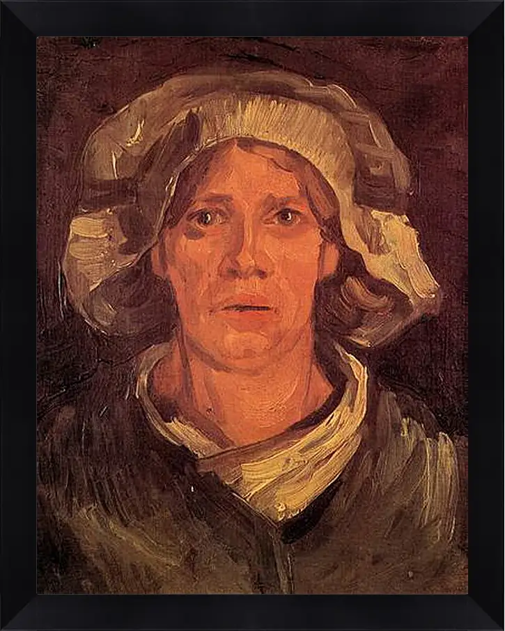 Картина в раме - Head of a Peasant Woman with White Cap 6. Винсент Ван Гог