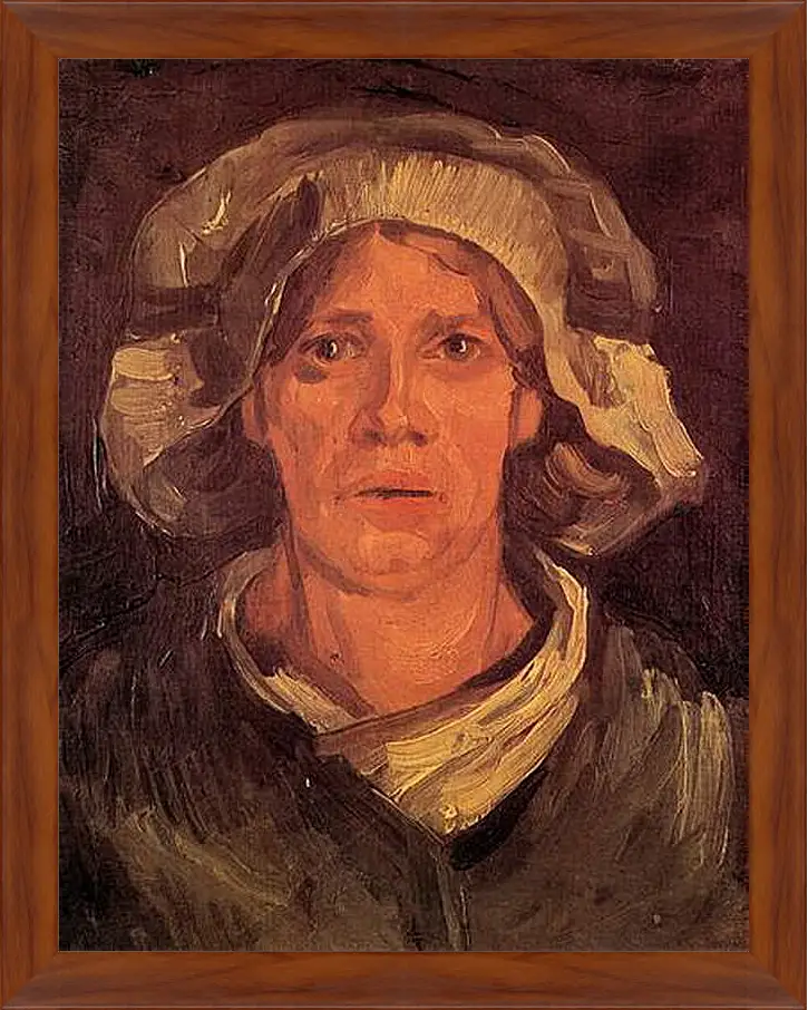 Картина в раме - Head of a Peasant Woman with White Cap 6. Винсент Ван Гог