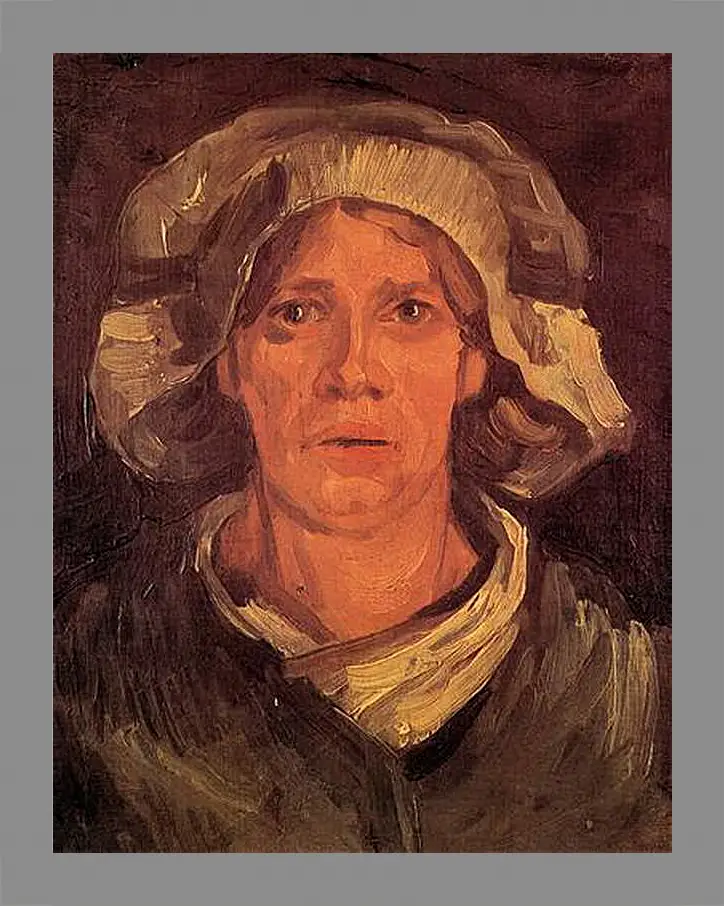 Картина в раме - Head of a Peasant Woman with White Cap 6. Винсент Ван Гог