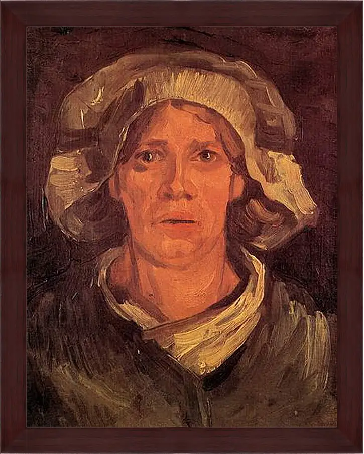 Картина в раме - Head of a Peasant Woman with White Cap 6. Винсент Ван Гог