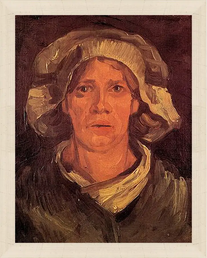 Картина в раме - Head of a Peasant Woman with White Cap 6. Винсент Ван Гог