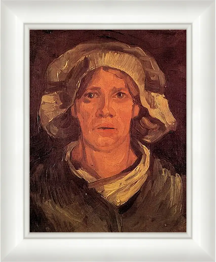 Картина в раме - Head of a Peasant Woman with White Cap 6. Винсент Ван Гог