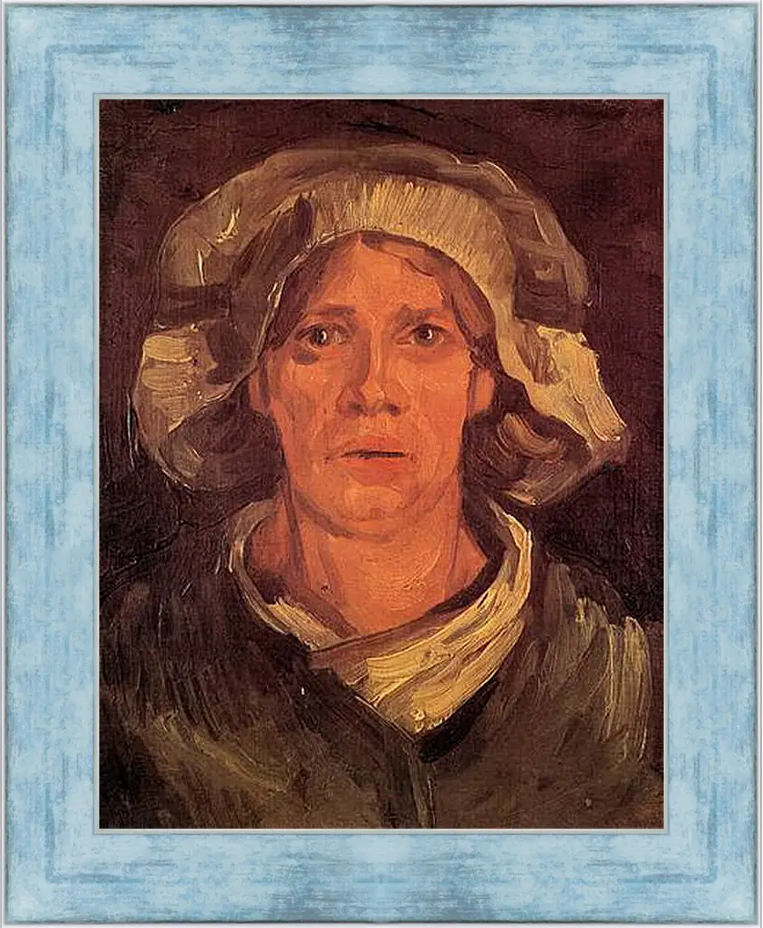 Картина в раме - Head of a Peasant Woman with White Cap 6. Винсент Ван Гог