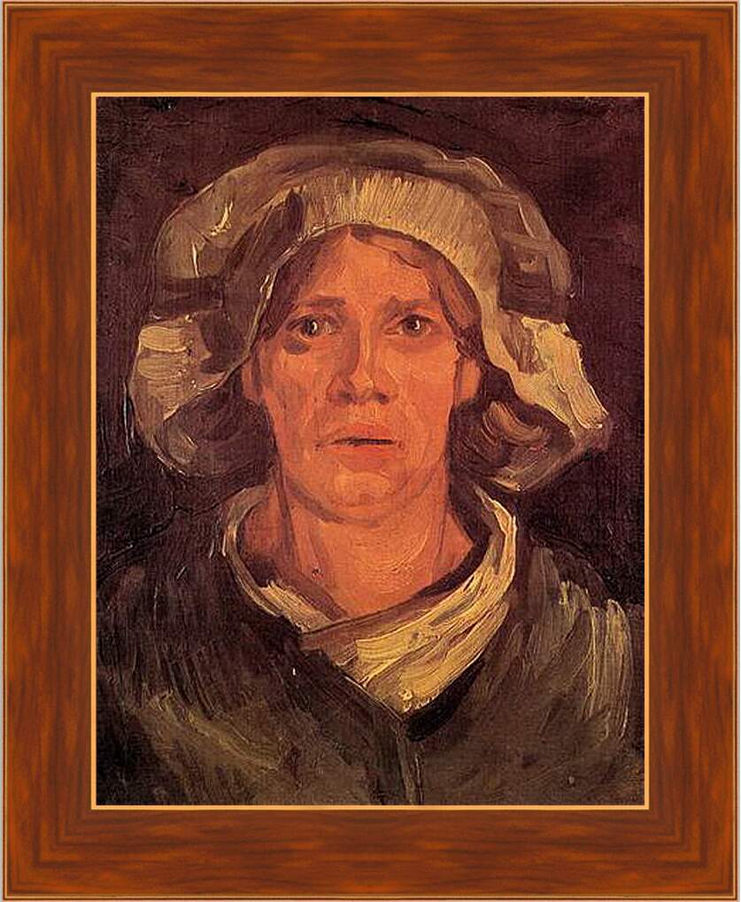 Картина в раме - Head of a Peasant Woman with White Cap 6. Винсент Ван Гог